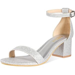 Women Glitter Silver Heels